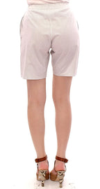 Andrea Incontri White Checkered Stretch Cotton Shorts - Zeiniez