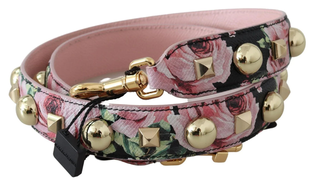 Dolce & Gabbana Pink Floral Gold Studs Bag Accessory Shoulder Strap - Zeiniez