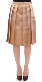 Andrea Incontri Brown Silk Solid Mini Pleated Skirt - Zeiniez