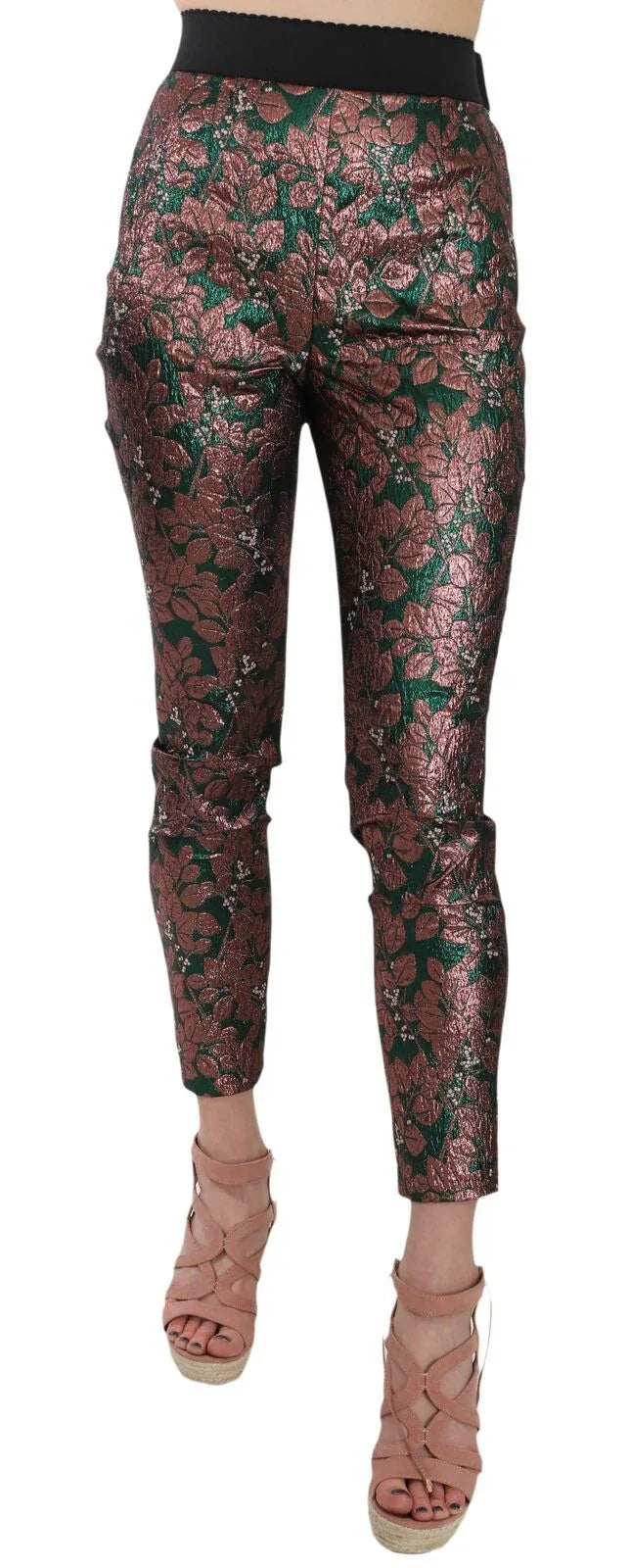Dolce & Gabbana Multicolor Iridescent Brocade Jacquard Trousers Crop Pants - Zeiniez