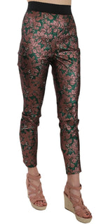 Dolce & Gabbana Multicolor Iridescent Brocade Jacquard Trousers Crop Pants - Zeiniez