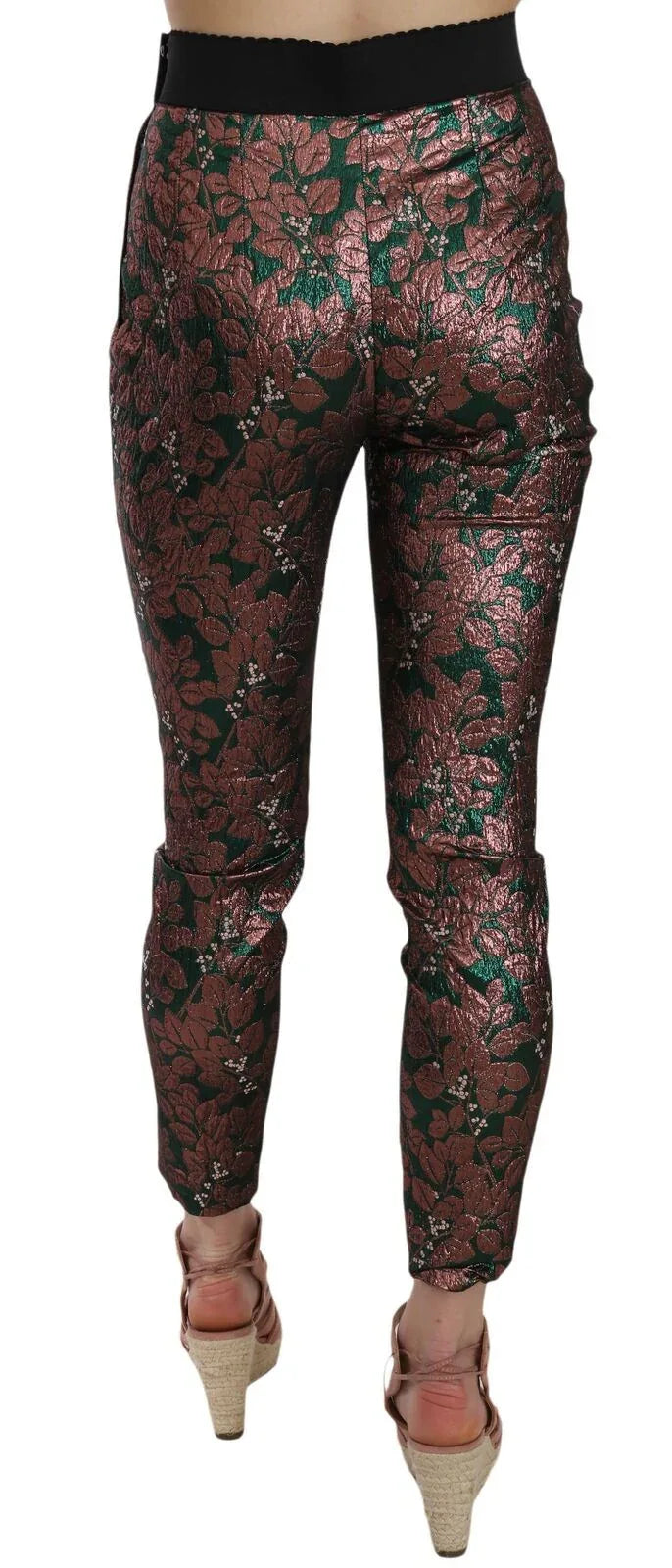 Dolce & Gabbana Multicolor Iridescent Brocade Jacquard Trousers Crop Pants - Zeiniez