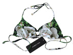 Dolce & Gabbana Multicolor Floral Print Halter Swimwear Bikini Top - Zeiniez