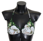 Dolce & Gabbana Multicolor Floral Print Halter Swimwear Bikini Top - Zeiniez