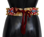 Dolce & Gabbana Embellished Floral Crystal Wide Waist Carretto Belt - Zeiniez