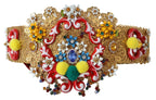Dolce & Gabbana Embellished Floral Crystal Wide Waist Carretto Belt - Zeiniez