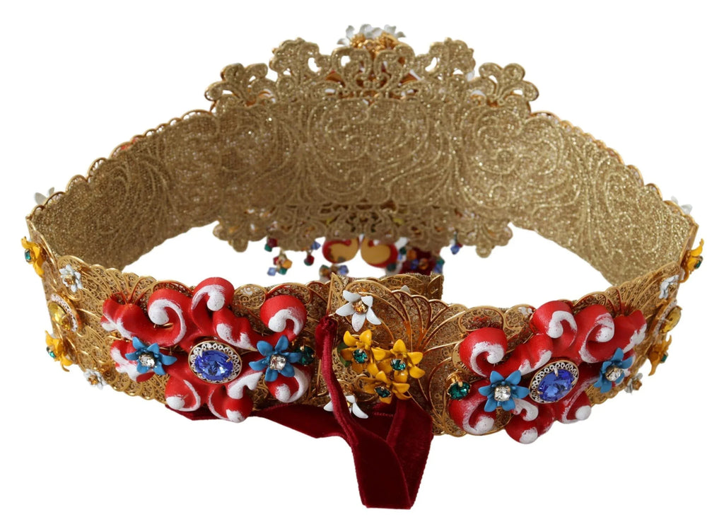 Dolce & Gabbana Embellished Floral Crystal Wide Waist Carretto Belt - Zeiniez