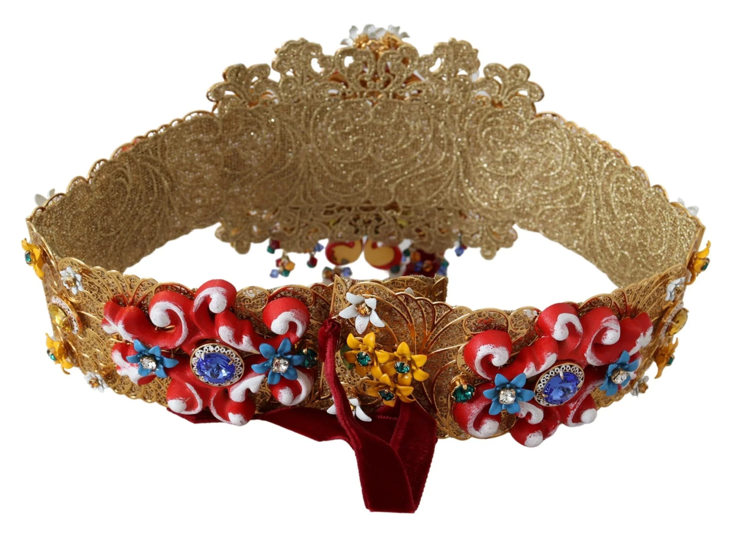 Dolce & Gabbana Embellished Floral Crystal Wide Waist Carretto Belt - Zeiniez