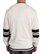 Dolce & Gabbana White Jazz Sequined Guitar Pullover Top Sweater - Zeiniez