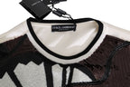 Dolce & Gabbana White Jazz Sequined Guitar Pullover Top Sweater - Zeiniez