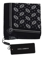 Dolce & Gabbana Black Patterned Square Scarf  Silk  Handkerchief - Zeiniez