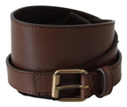 PLEIN SUD Brown Wide Leather Rustic Gold Metal Buckle Dark - Zeiniez