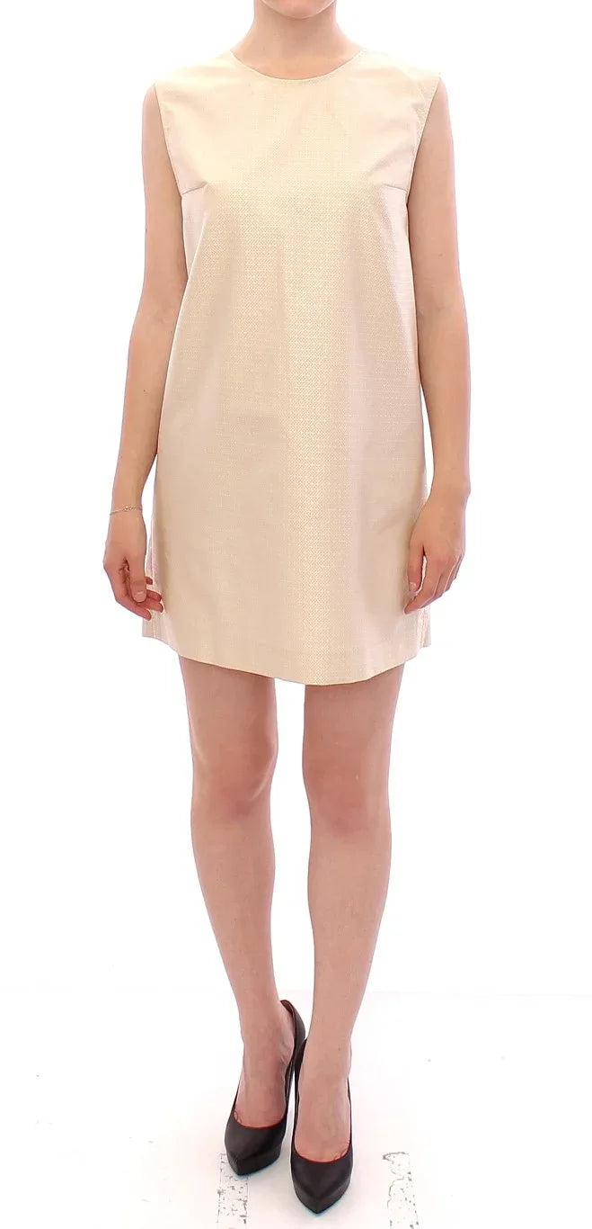Andrea Incontri Beige Sleeveless Shift Mini Dress - Zeiniez