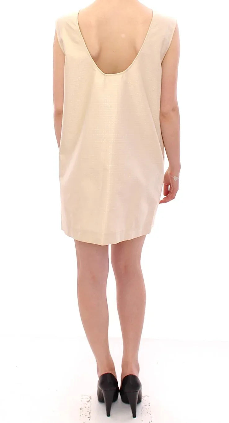 Andrea Incontri Beige Sleeveless Shift Mini Dress - Zeiniez