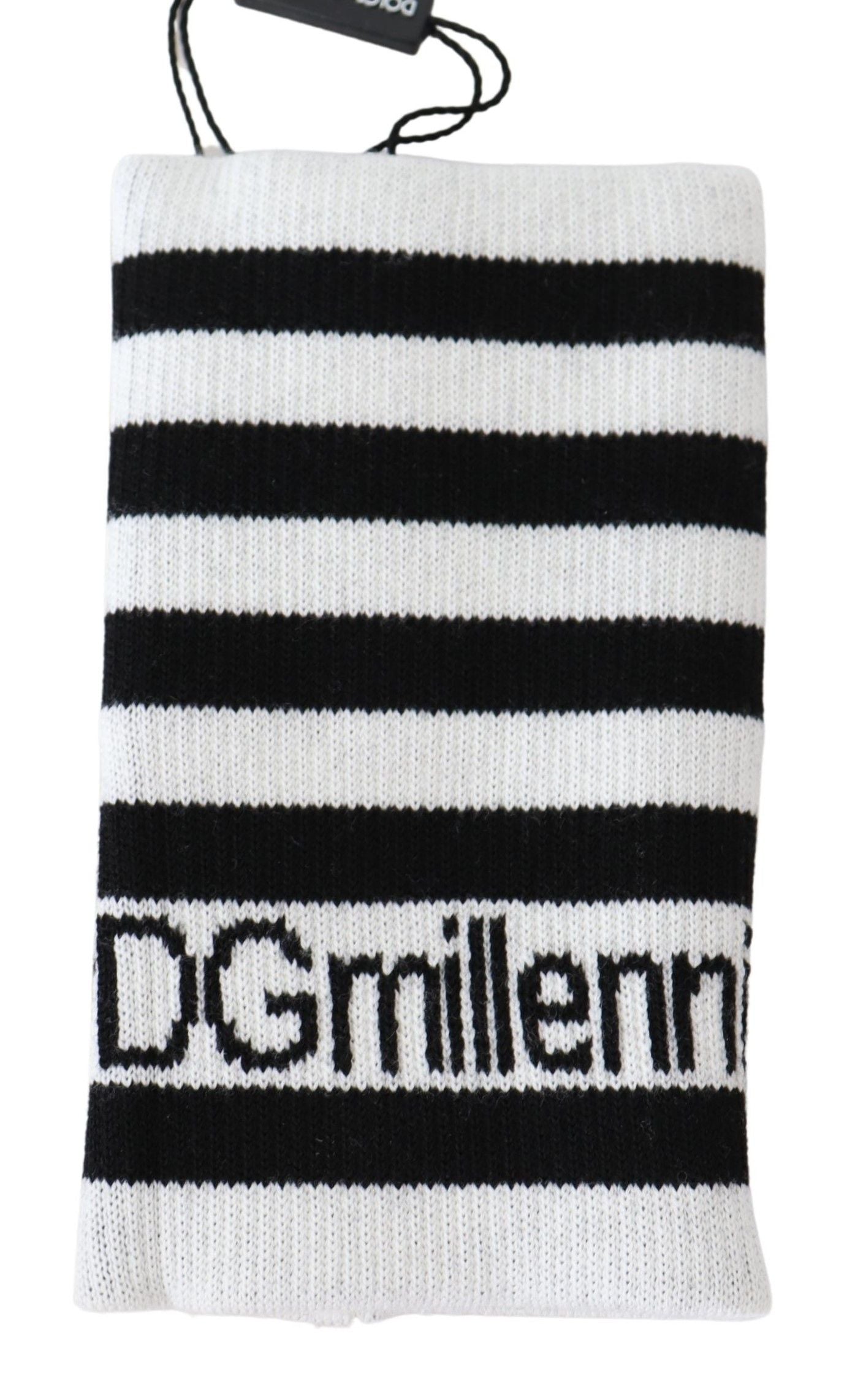 Dolce & Gabbana Black White Wool DGMillennials Wristband Wrap - Zeiniez