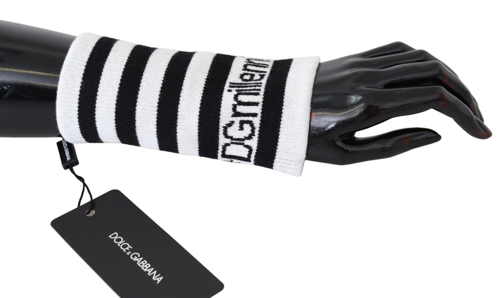 Dolce & Gabbana Black White Wool DGMillennials Wristband Wrap - Zeiniez