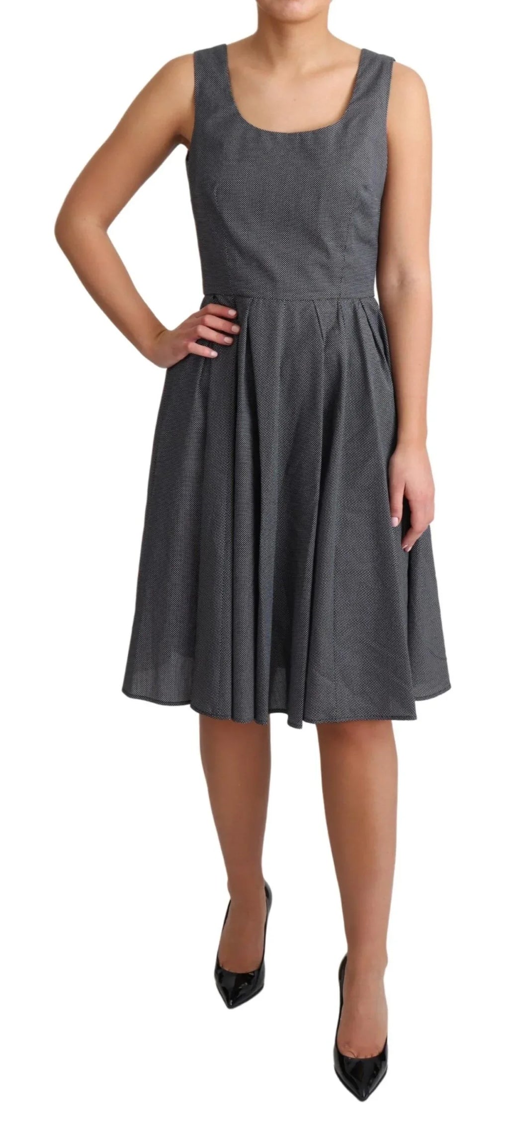 Dolce & Gabbana Black Polka Dotted Cotton A-Line Dress - Zeiniez