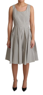 Dolce & Gabbana Beige Polka Dotted Cotton A-Line Dress - Zeiniez