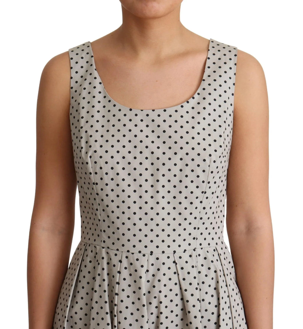 Dolce & Gabbana Beige Polka Dotted Cotton A-Line Dress - Zeiniez