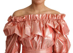 Dolce & Gabbana Pink Ruffled Dress Silk Cotton Gown Dress - Zeiniez
