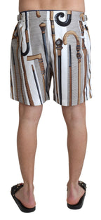 Dolce & Gabbana White Walking Stick Beachwear Shorts Swimshorts - Zeiniez