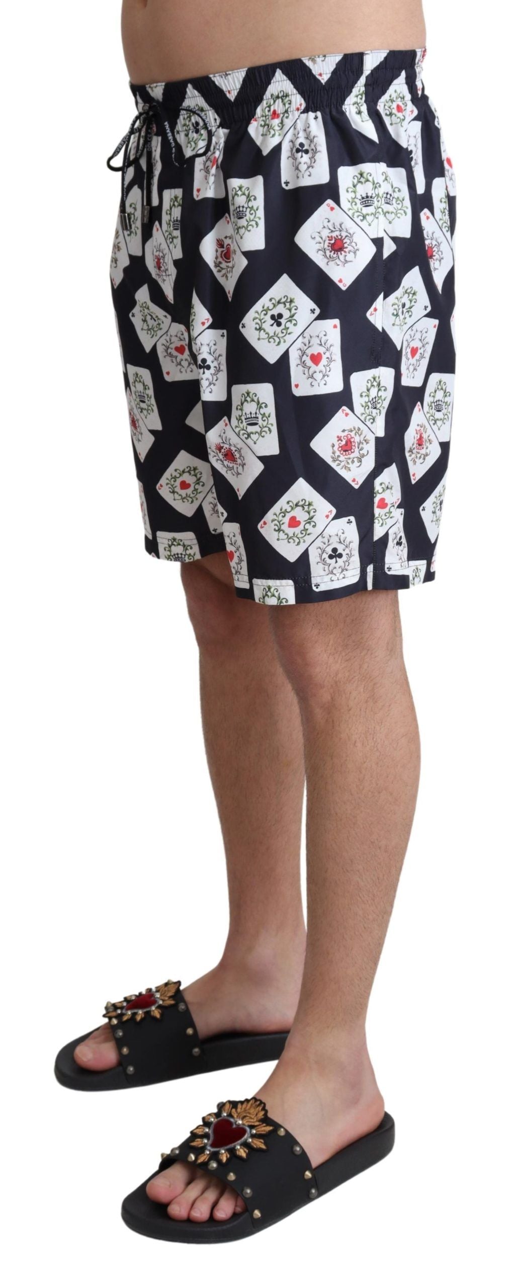 Dolce & Gabbana Black Card Deck Print Beachwear Swimshorts - Zeiniez