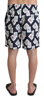 Dolce & Gabbana Black Card Deck Print Beachwear Swimshorts - Zeiniez