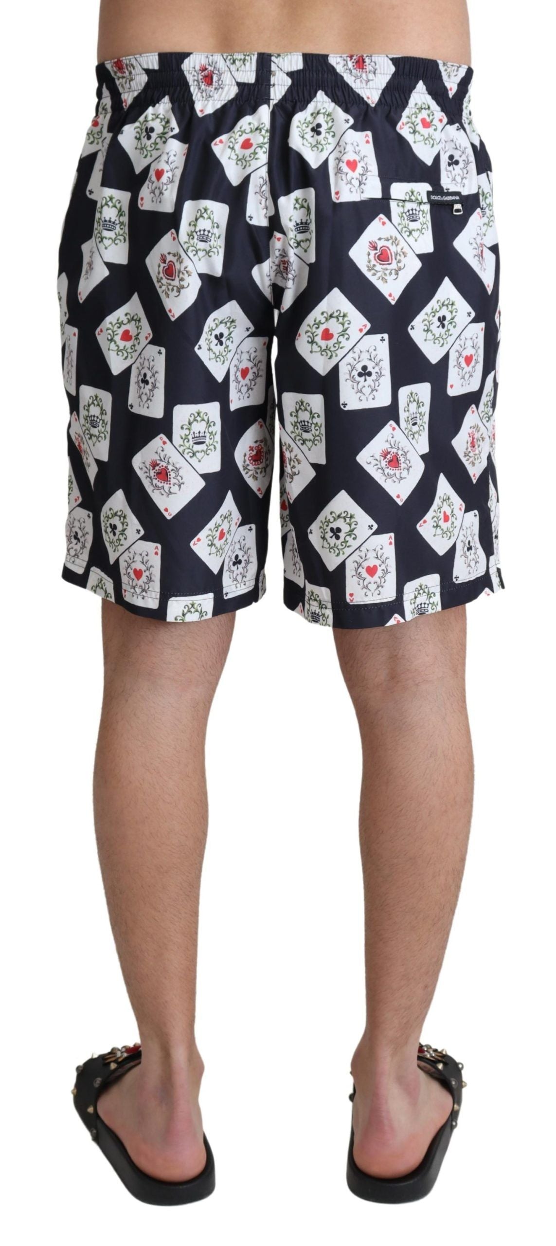 Dolce & Gabbana Black Card Deck Print Beachwear Swimshorts - Zeiniez