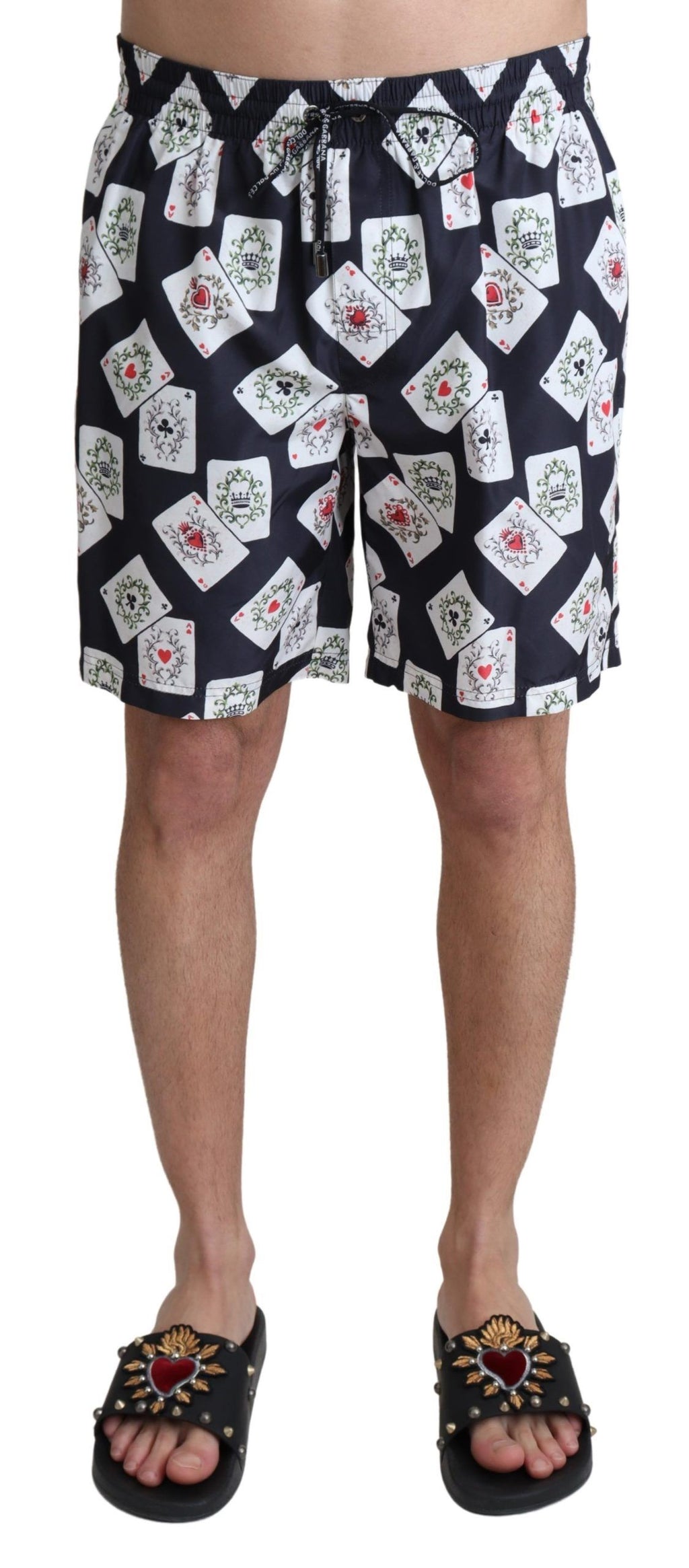 Dolce & Gabbana Black Card Deck Print Beachwear Swimshorts - Zeiniez