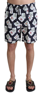 Dolce & Gabbana Black Card Deck Print Beachwear Swimshorts - Zeiniez