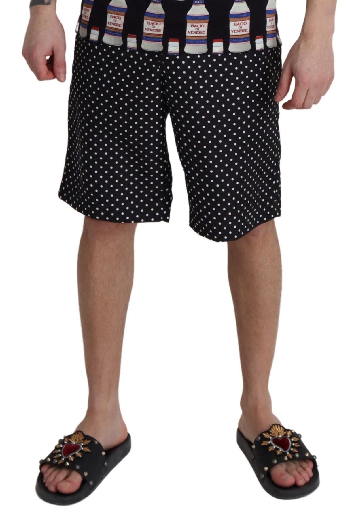Dolce & Gabbana Black Polka Dots Beachwear Shorts Swimwear - Zeiniez