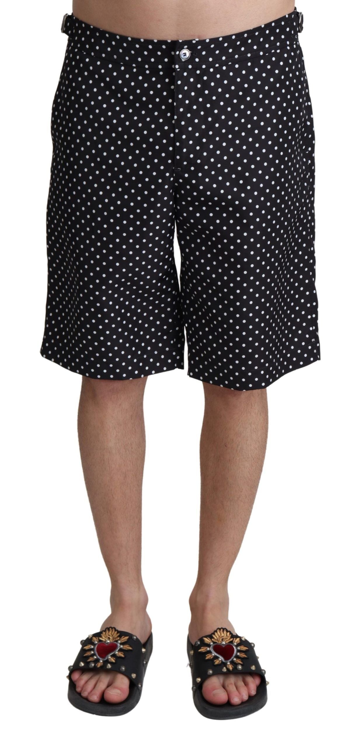 Dolce & Gabbana Black Polka Dots Beachwear Shorts Swimwear - Zeiniez