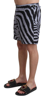 Dolce & Gabbana Gray Zebra Print Beachwear Shorts - Zeiniez