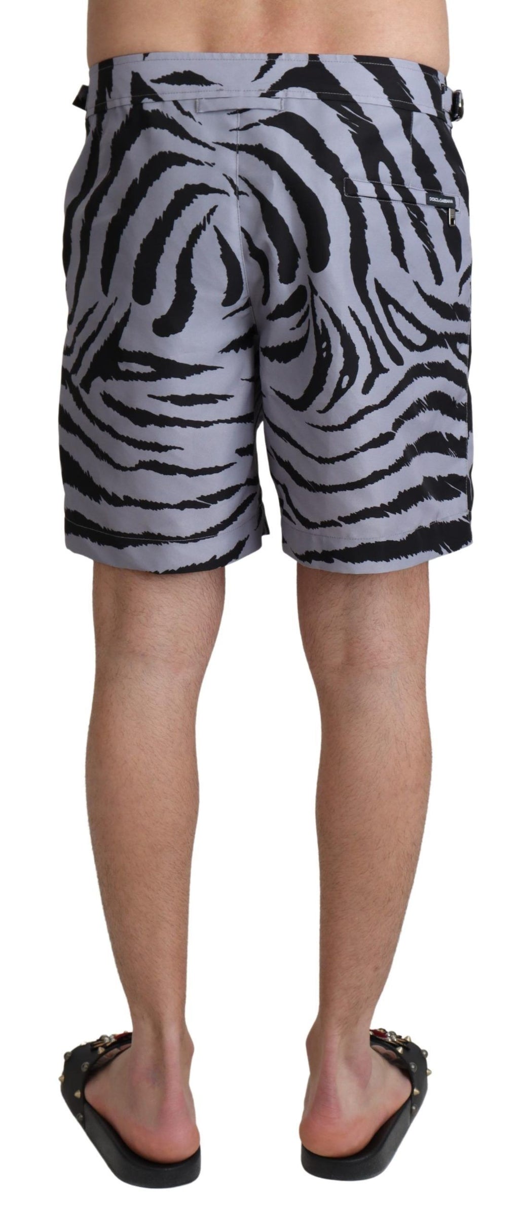 Dolce & Gabbana Gray Zebra Print Beachwear Shorts - Zeiniez