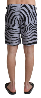 Dolce & Gabbana Gray Zebra Print Beachwear Shorts - Zeiniez
