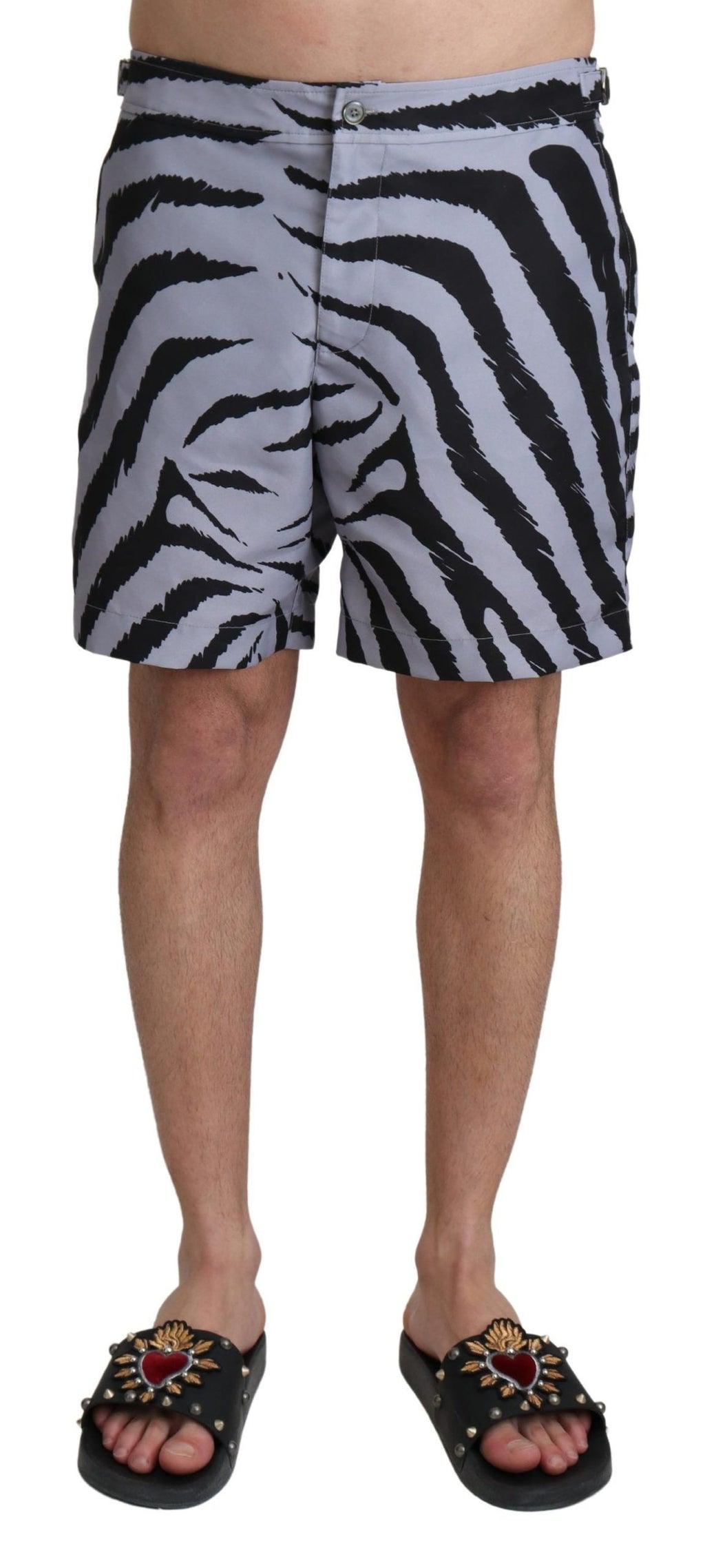 Dolce & Gabbana Gray Zebra Print Beachwear Shorts - Zeiniez
