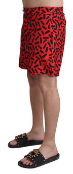 Dolce & Gabbana Red Patterned Beachwear Shorts Swimwear - Zeiniez