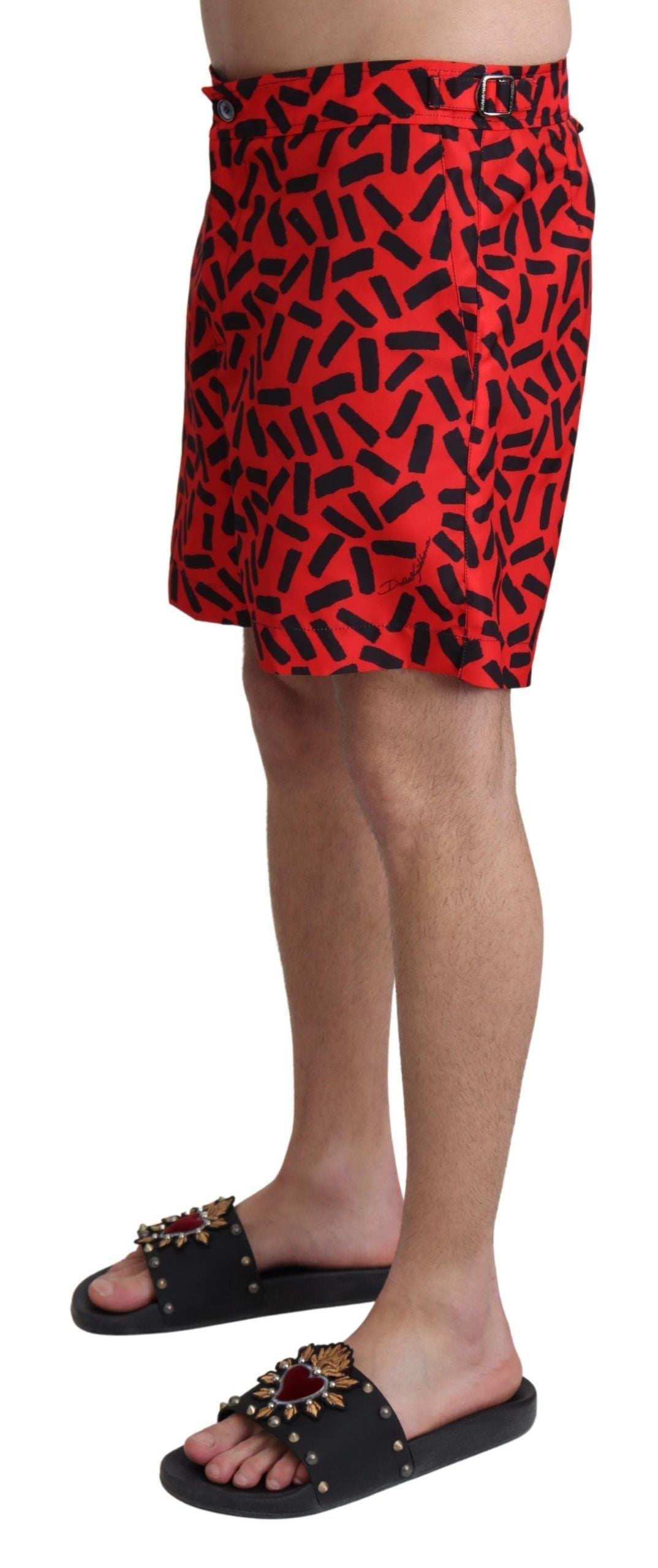 Dolce & Gabbana Red Patterned Beachwear Shorts Swimwear - Zeiniez