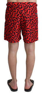 Dolce & Gabbana Red Patterned Beachwear Shorts Swimwear - Zeiniez