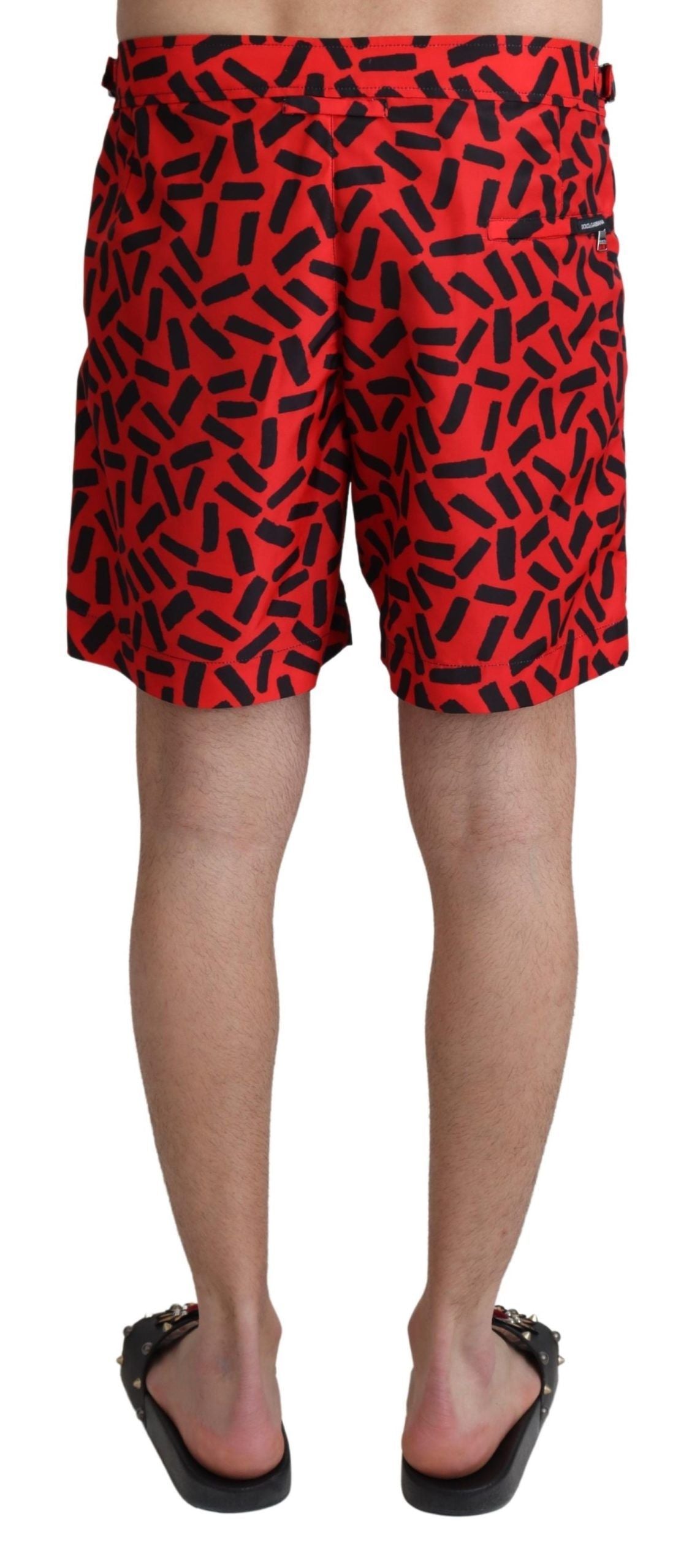 Dolce & Gabbana Red Patterned Beachwear Shorts Swimwear - Zeiniez
