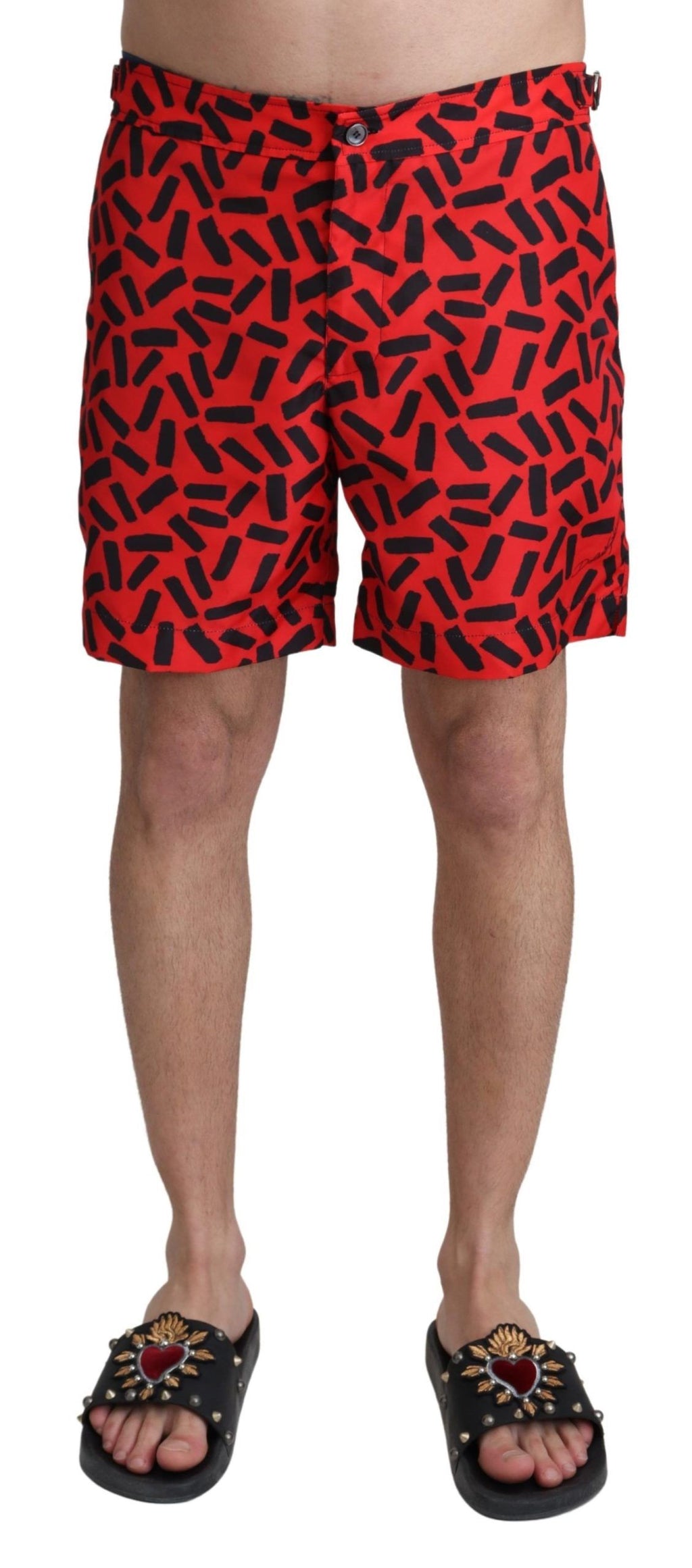 Dolce & Gabbana Red Patterned Beachwear Shorts Swimwear - Zeiniez