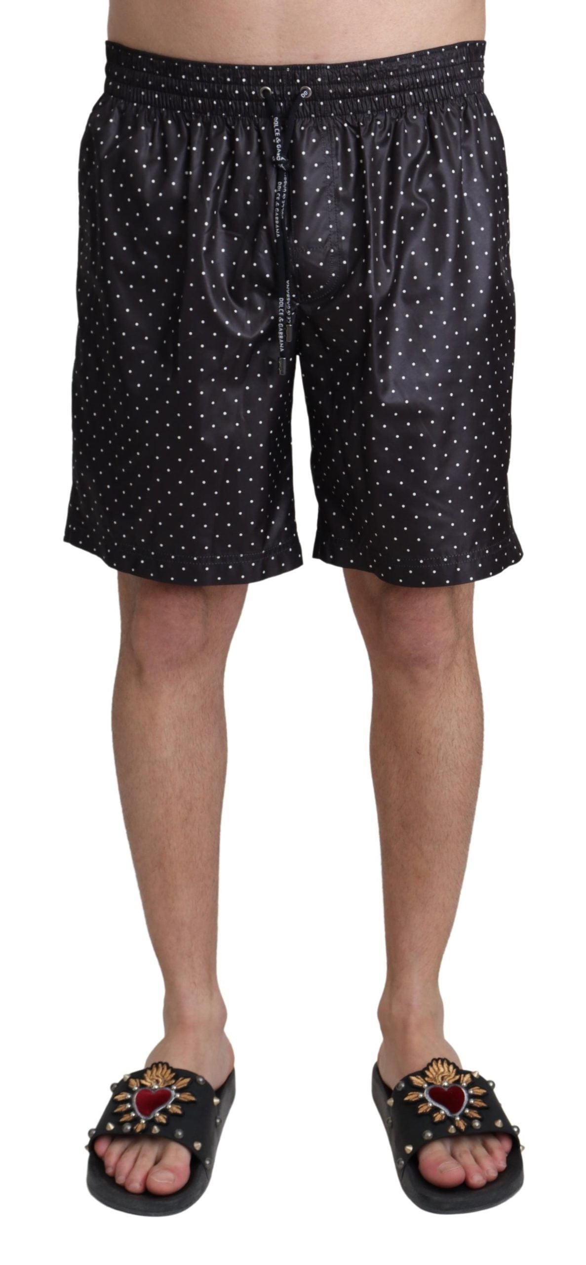 Dolce & Gabbana Black Polka Dot Print Beachwear Swimwear - Zeiniez