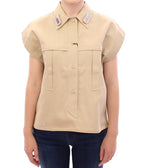 Andrea Incontri Beige Sleeveless Blouse Top - Zeiniez