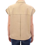 Andrea Incontri Beige Sleeveless Blouse Top - Zeiniez