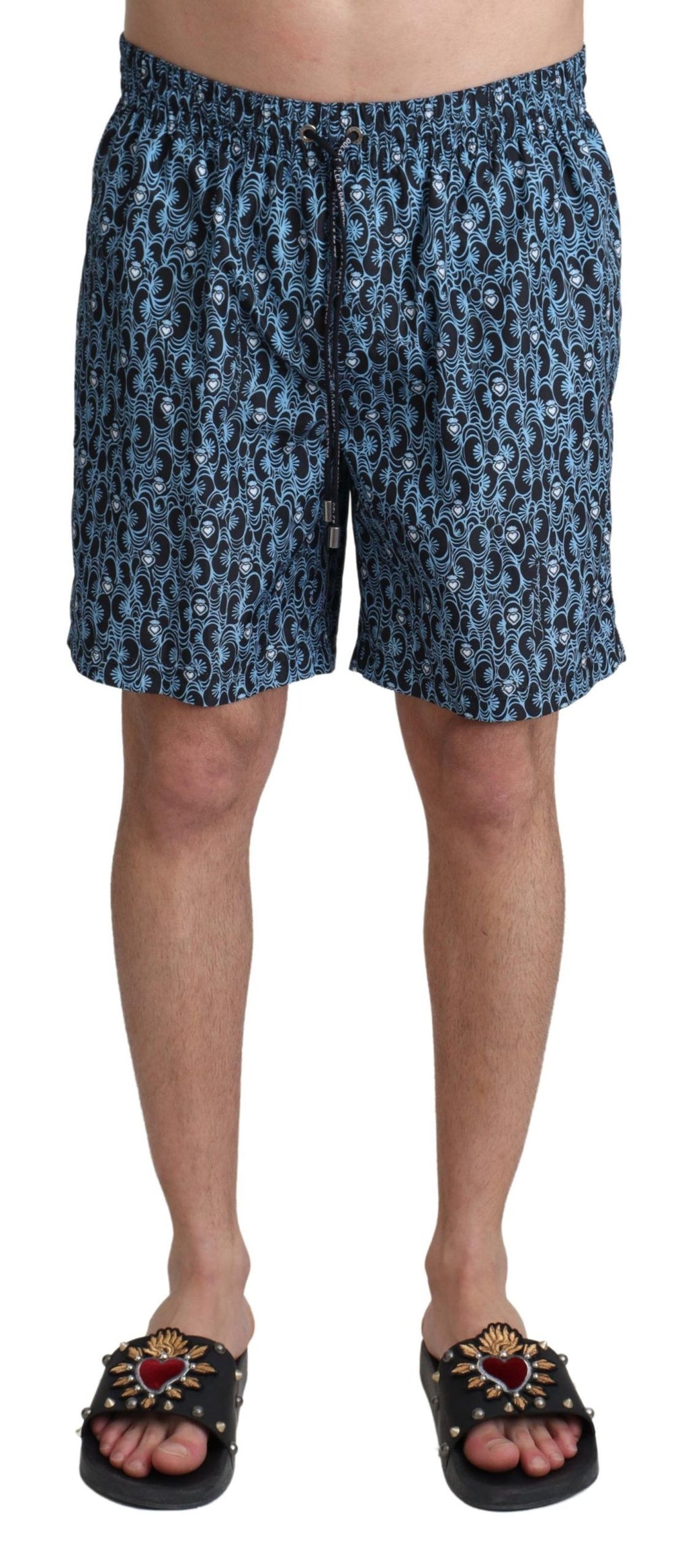 Dolce & Gabbana Blue Patterned Print Beachwear Shorts Swimwear - Zeiniez