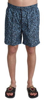 Dolce & Gabbana Blue Patterned Print Beachwear Shorts Swimwear - Zeiniez