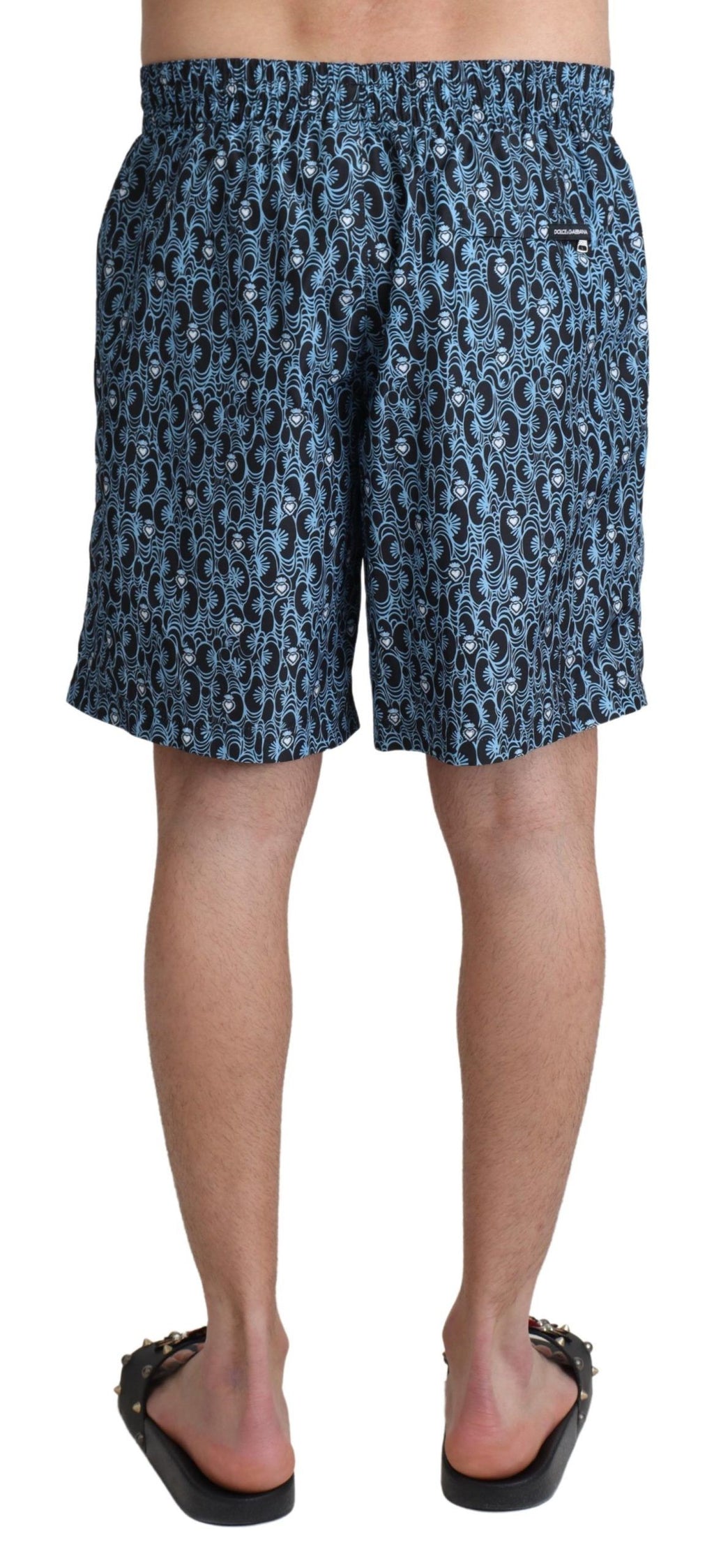 Dolce & Gabbana Blue Patterned Print Beachwear Shorts Swimwear - Zeiniez