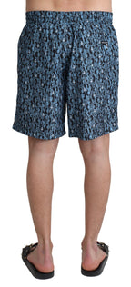 Dolce & Gabbana Blue Patterned Print Beachwear Shorts Swimwear - Zeiniez