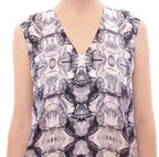 Arzu Kaprol Gray Blue Silk Sleeveless Top Shirt Blouse - Zeiniez