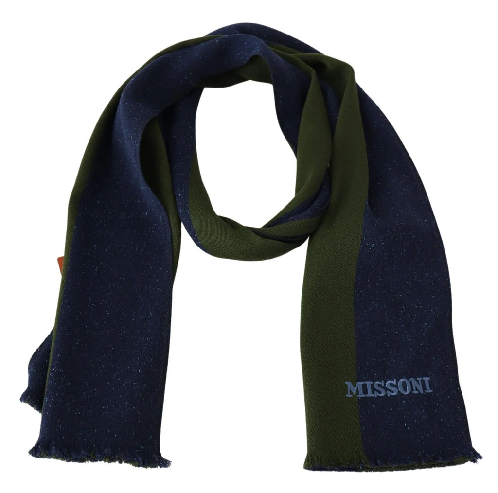 Missoni Blue Green Wool Unisex Neck Wrap Shawl Blue - Zeiniez